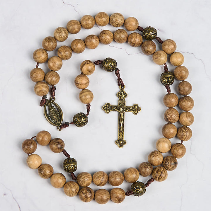 Christianartworkshop 10mm Agarwood & Metal Cloud Bead Handmade Rosary - A Sacred Blend of Tradition and Faith - image 4