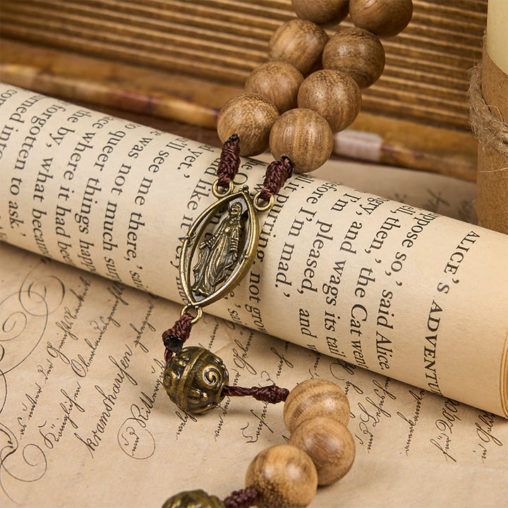 Christianartworkshop 10mm Agarwood & Metal Cloud Bead Handmade Rosary - A Sacred Blend of Tradition and Faith - image 6