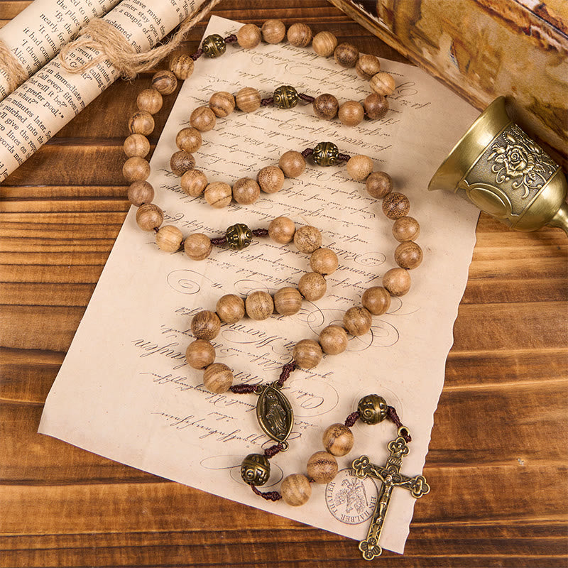 Christianartworkshop 10mm Agarwood & Metal Cloud Bead Handmade Rosary - A Sacred Blend of Tradition and Faith - image 8