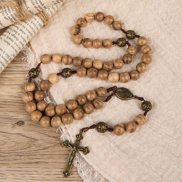 Christianartworkshop 10mm Agarwood & Metal Cloud Bead Handmade Rosary - A Sacred Blend of Tradition and Faith - image 3