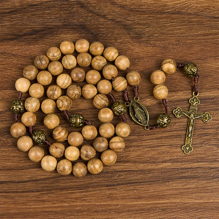 Christianartworkshop 10mm Agarwood & Metal Cloud Bead Handmade Rosary - A Sacred Blend of Tradition and Faith - image 2