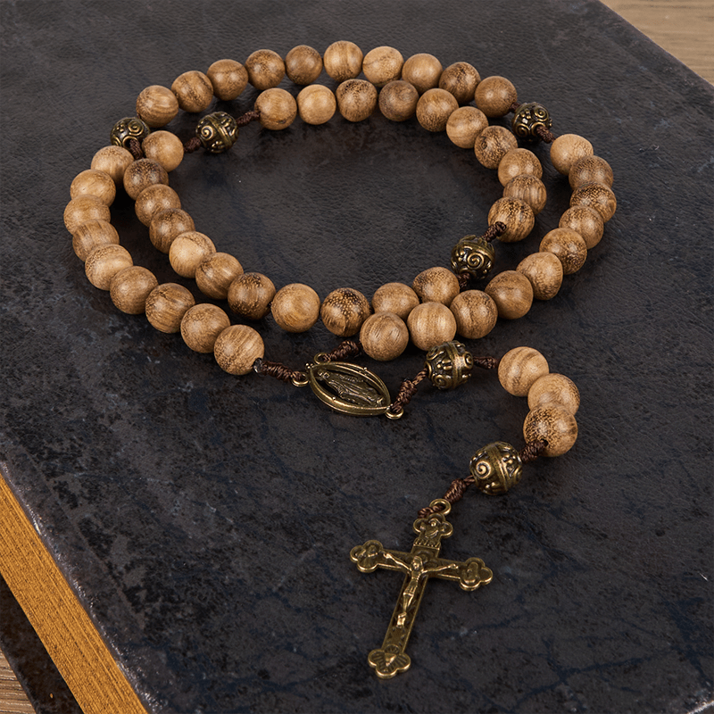 Christianartworkshop 10mm Agarwood & Metal Cloud Bead Handmade Rosary - A Sacred Blend of Tradition and Faith - image 1