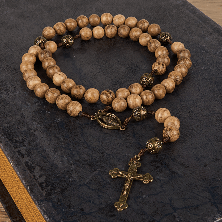 Christianartworkshop 10mm Agarwood & Metal Cloud Bead Handmade Rosary - A Sacred Blend of Tradition and Faith - image 1
