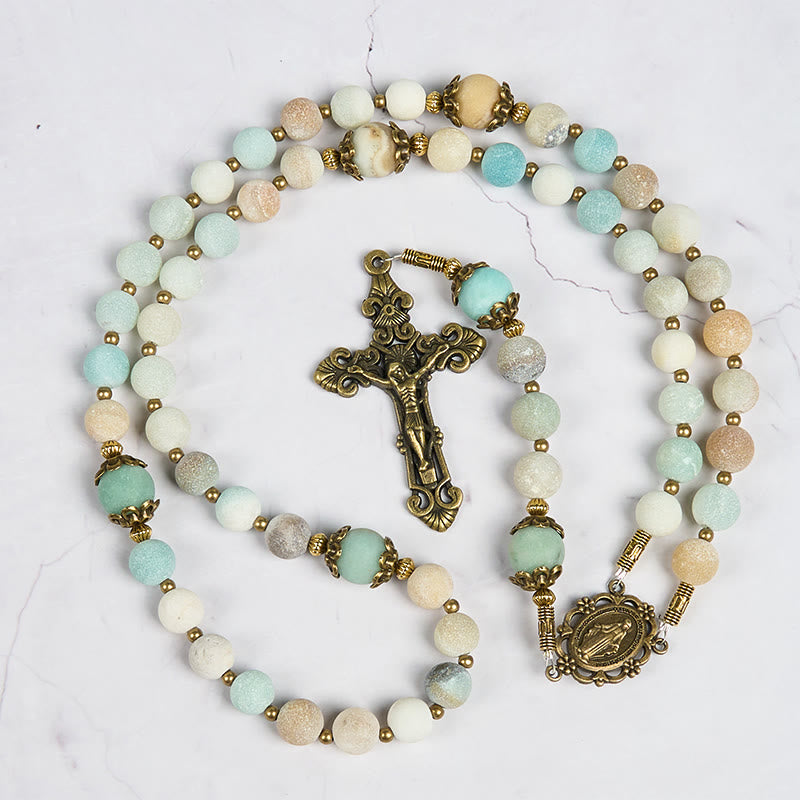 Christianartworkshop Handmade 8mm Matte Amazonite Rosary - A Timeless Piece of Devotion - image 11