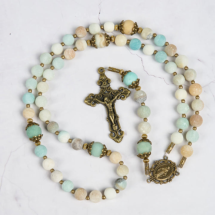 Christianartworkshop Handmade 8mm Matte Amazonite Rosary - A Timeless Piece of Devotion - image 11
