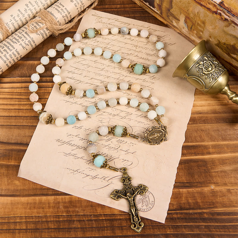 Christianartworkshop Handmade 8mm Matte Amazonite Rosary - A Timeless Piece of Devotion - image 4