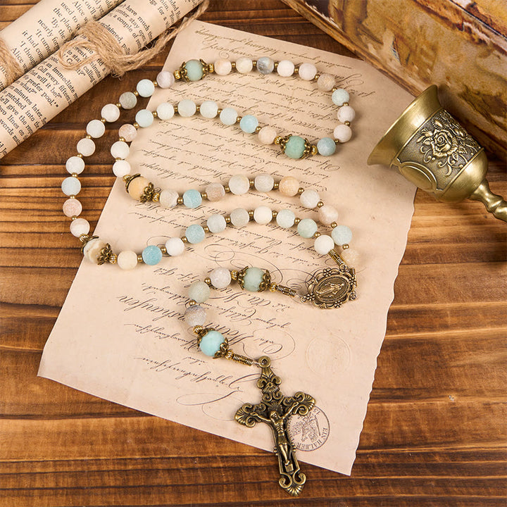 Christianartworkshop Handmade 8mm Matte Amazonite Rosary - A Timeless Piece of Devotion - image 4