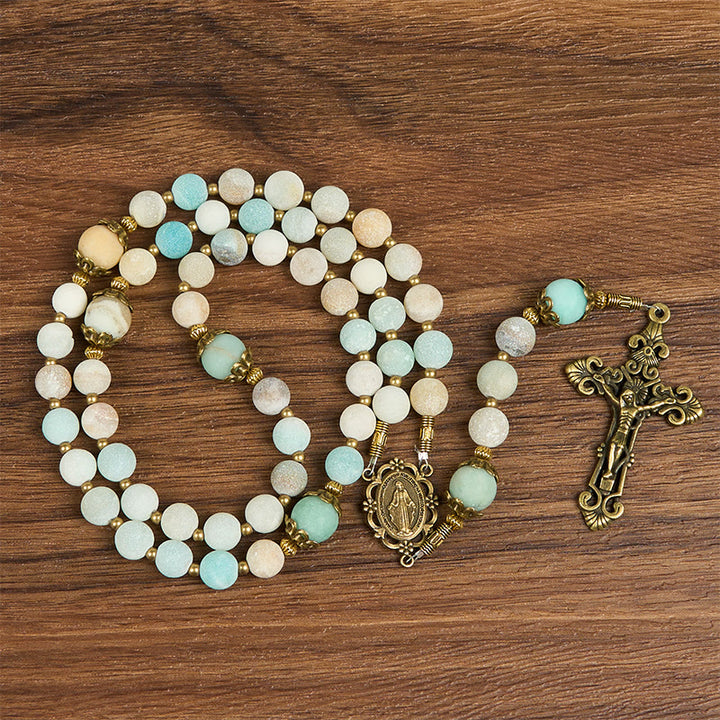 Christianartworkshop Handmade 8mm Matte Amazonite Rosary - A Timeless Piece of Devotion - image 3