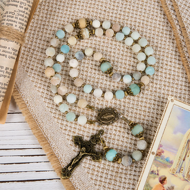 Christianartworkshop Handmade 8mm Matte Amazonite Rosary - A Timeless Piece of Devotion - image 7