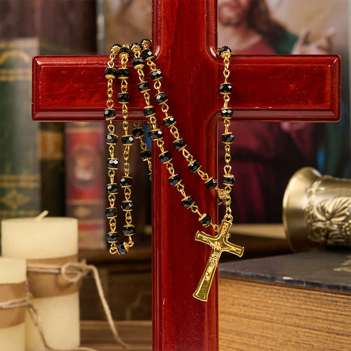Christianartworkshop Our Lady of Fatima & Crucifix of 6mm Crystal Prayer Beads Rosary - image 2