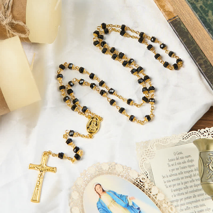 Christianartworkshop Our Lady of Fatima & Crucifix of 6mm Crystal Prayer Beads Rosary - Our Lady of Fatima & Crucifix - image 1