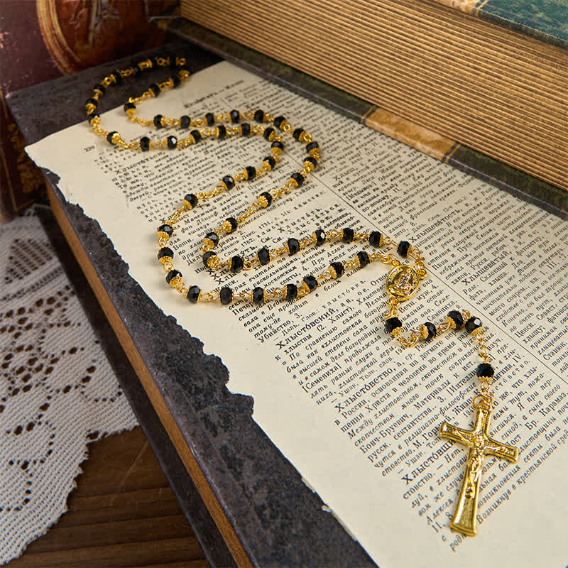 Christianartworkshop Our Lady of Fatima & Crucifix of 6mm Crystal Prayer Beads Rosary - image 4