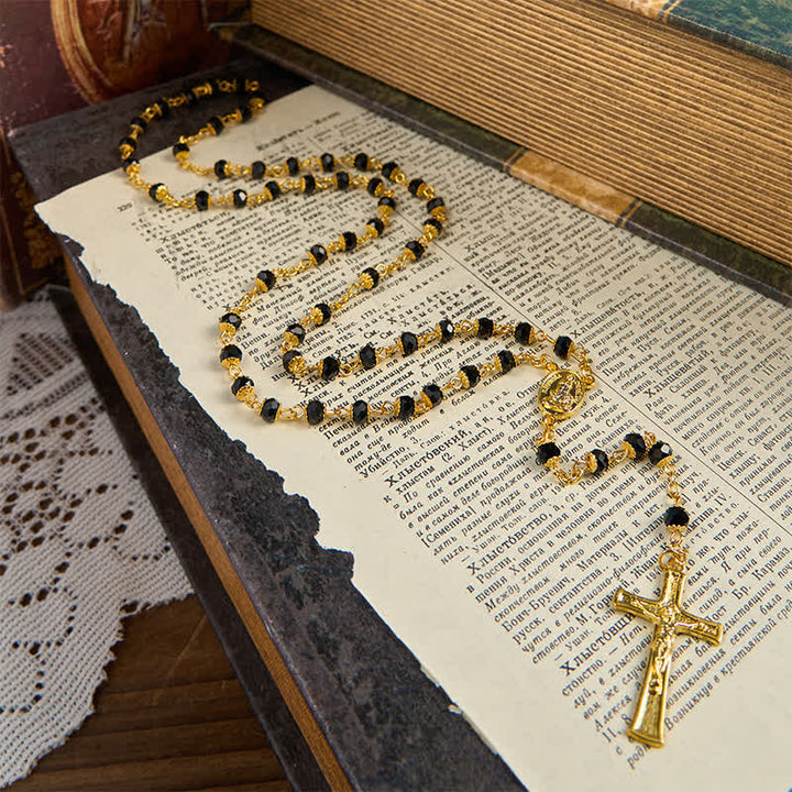 Christianartworkshop Our Lady of Fatima & Crucifix of 6mm Crystal Prayer Beads Rosary - image 4
