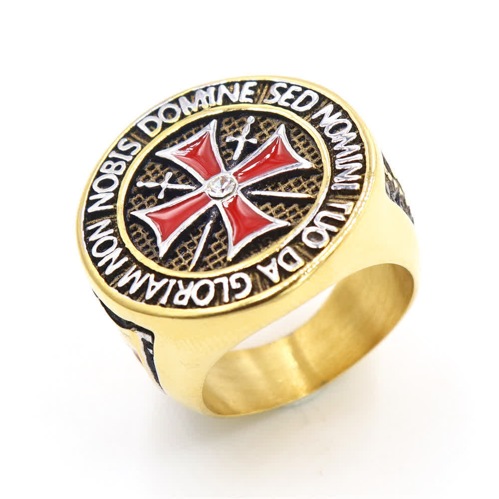 Christianartworkshop Knights Templar Inspired - Symbol of Faith Cross Ring（Silver&Golden） - 反金色 - US14 - image 5