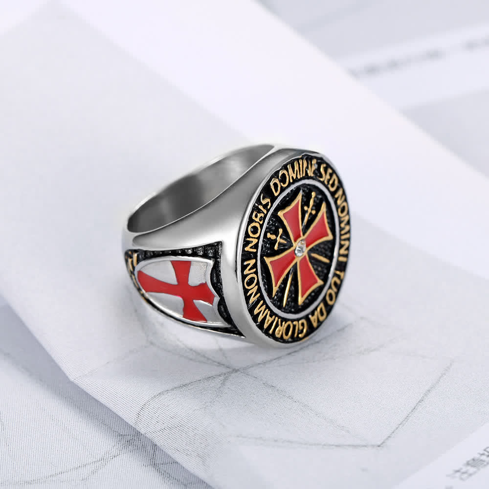 Christianartworkshop Knights Templar Inspired - Symbol of Faith Cross Ring（Silver&Golden） - image 2