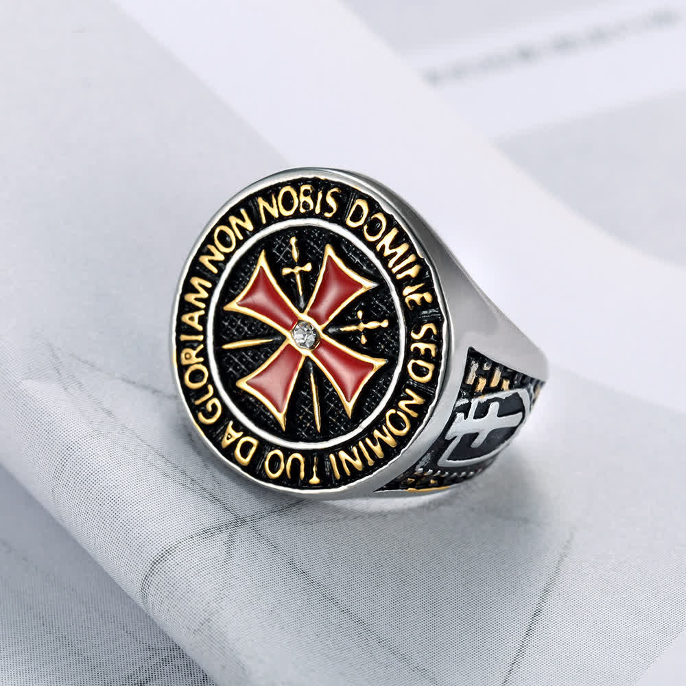 Christianartworkshop Knights Templar Inspired - Symbol of Faith Cross Ring（Silver&Golden） - 间金色 - US14 - image 1