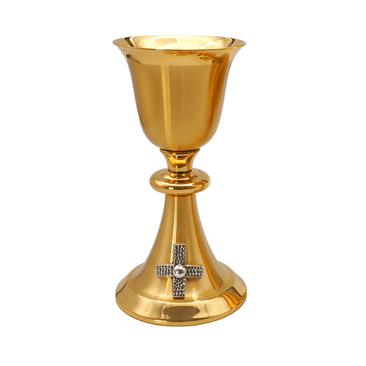 Christianartworkshop Exquisite Gold-Tone Cross-Adorned Chalice and Pyx  - Divine Vessels for Sacred Communion - image 3