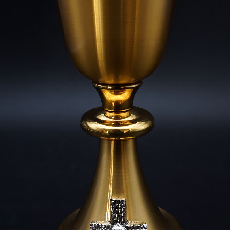 Christianartworkshop Exquisite Gold-Tone Cross-Adorned Chalice and Pyx  - Divine Vessels for Sacred Communion - image 9