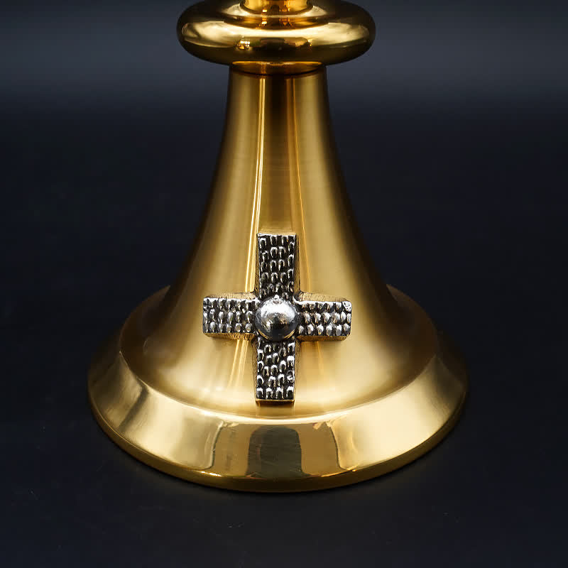 Christianartworkshop Exquisite Gold-Tone Cross-Adorned Chalice and Pyx  - Divine Vessels for Sacred Communion - image 6
