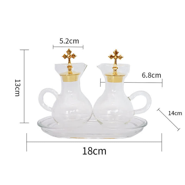 Christianartworkshop Graceful Gold-Accented Glass Cruet Set with Cross - Exquisite Sacramental Serveware - image 6