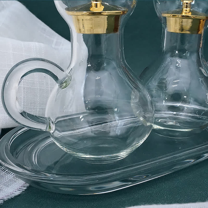Christianartworkshop Graceful Gold-Accented Glass Cruet Set with Cross - Exquisite Sacramental Serveware - image 5