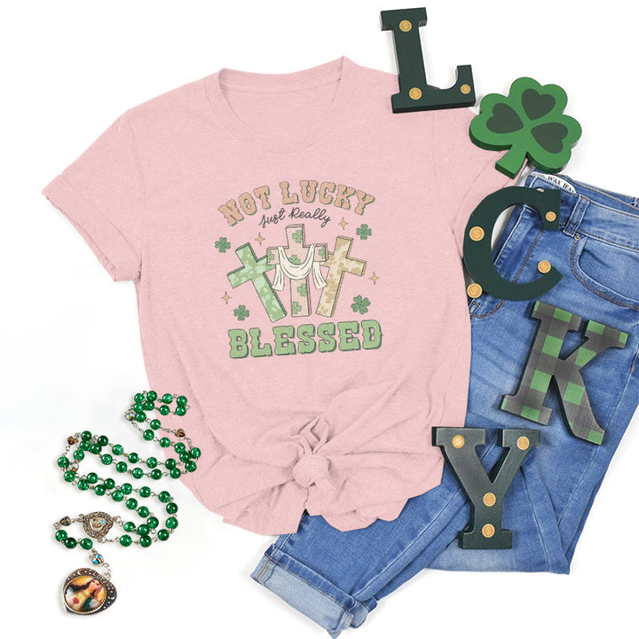 Christianartworkshop Not Lucky Just Blessed Faith-Inspired T-Shirt - Pink - 2XL - image 23