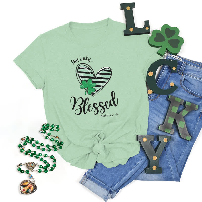 Christianartworkshop Blessed Beyond the Luck of the Irish Faith-Inspired T-Shirt - Light Green - 2XL - image 3