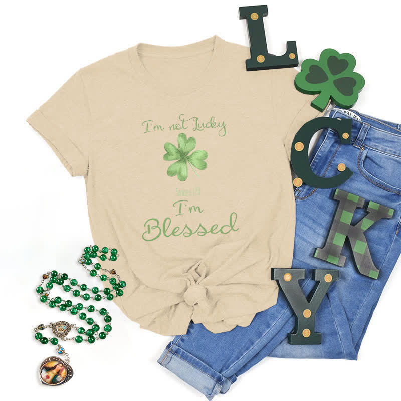 Christianartworkshop I'M Not Lucky I'm Blessed Faith-Inspired T-Shirt - Beige - 2XL - image 20