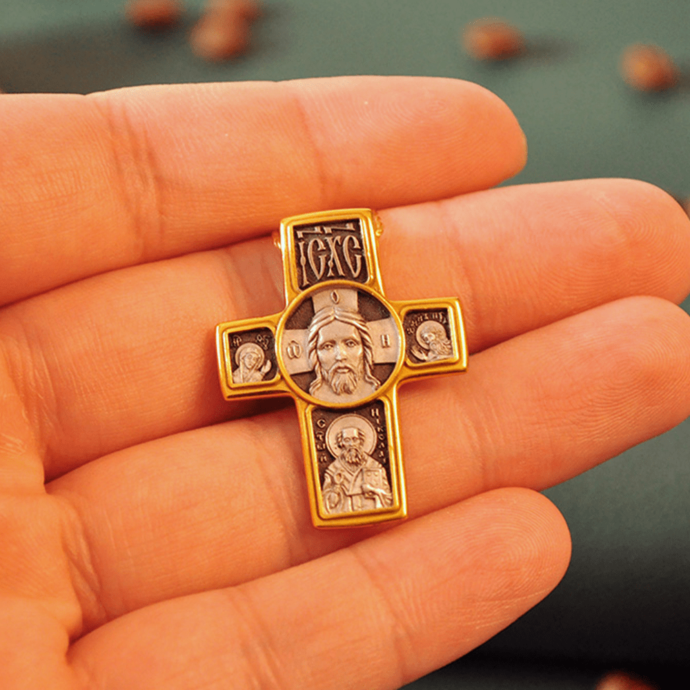Christianartworkshop Two-Sided Gold-Tone Jesus&Saint Icon with St. Micheal Pendant Necklace - image 5