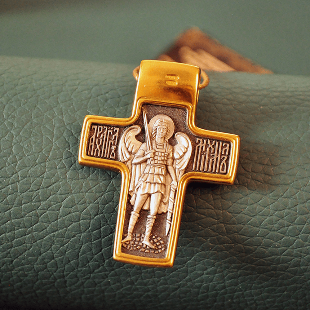 Christianartworkshop Two-Sided Gold-Tone Jesus&Saint Icon with St. Micheal Pendant Necklace - image 2