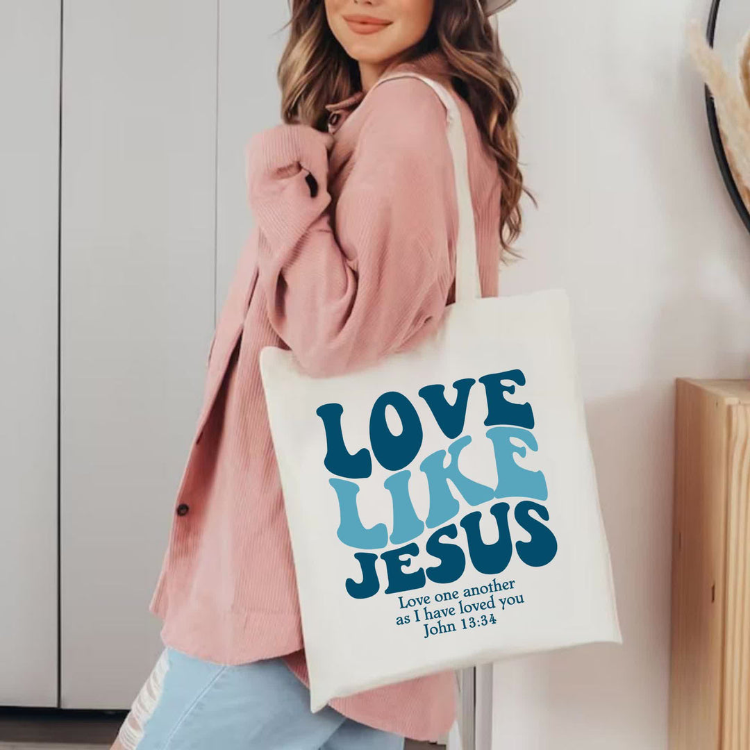 Christianartworkshop Love Like Jesus - Inspirational Faith-Based Canvas Tote Bag - image 2