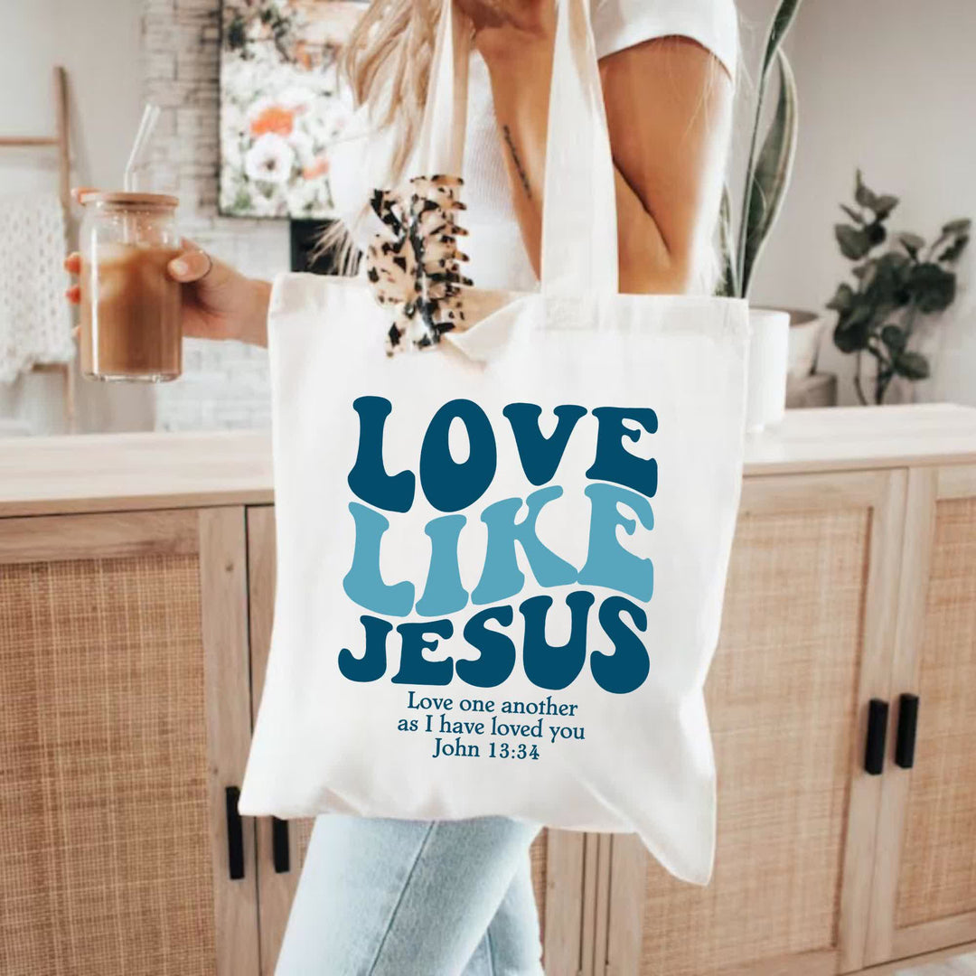 Christianartworkshop Love Like Jesus - Inspirational Faith-Based Canvas Tote Bag - image 4