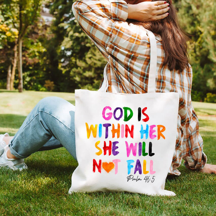 Christianartworkshop God Is Within Her Christian Canvas Tote Bag - image 5