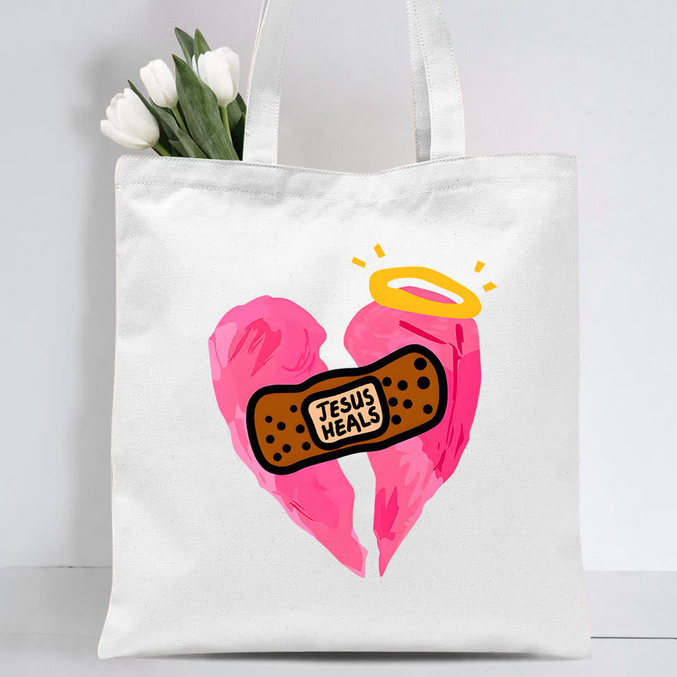 Christianartworkshop Jesus Heals Christian Canvas Tote Bag - White - image 2