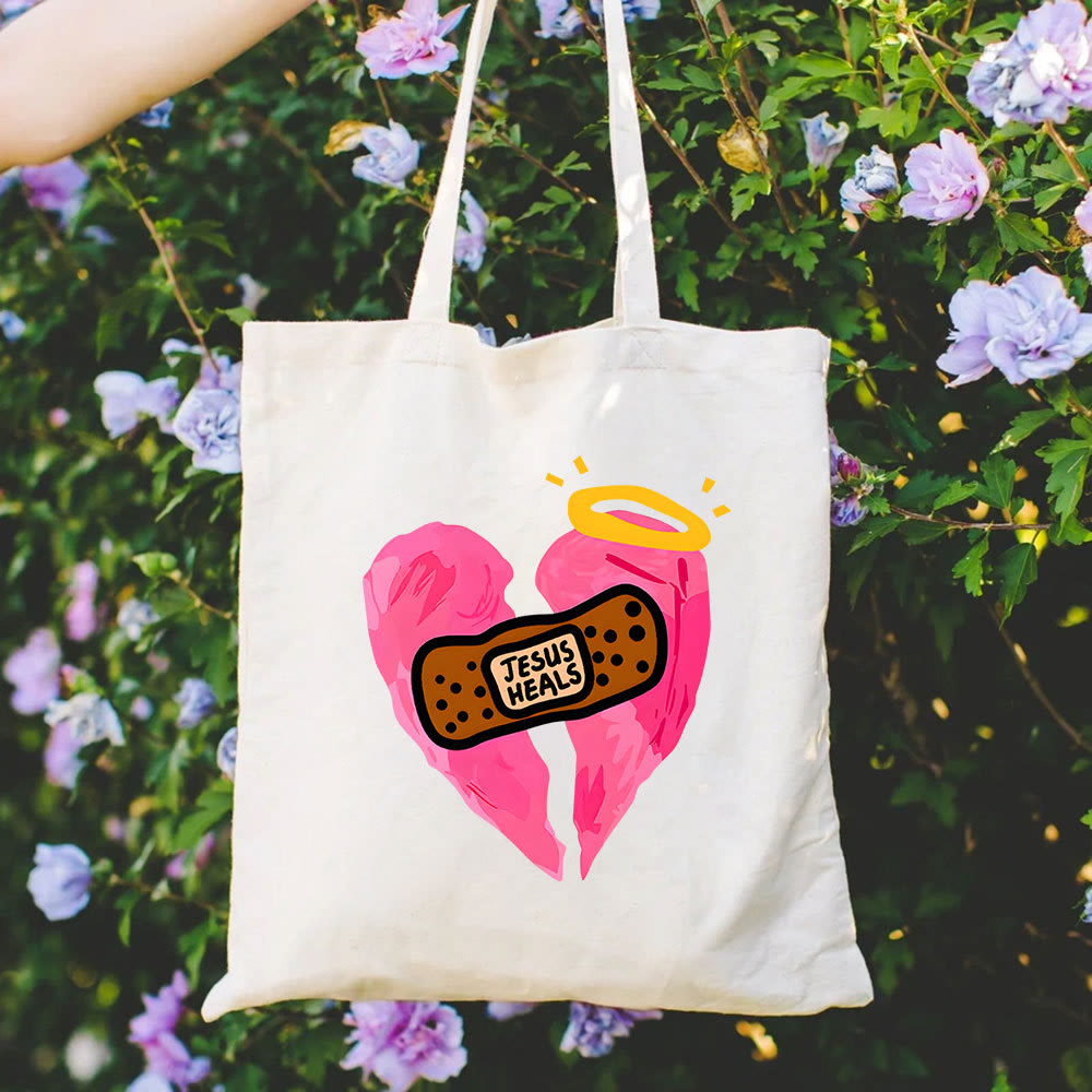 Christianartworkshop Jesus Heals Christian Canvas Tote Bag - Beige - image 1