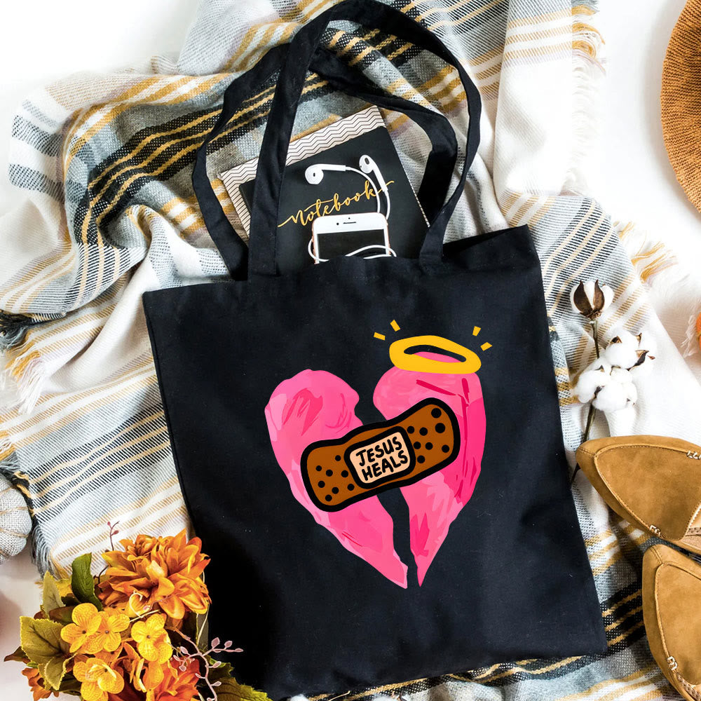 Christianartworkshop Jesus Heals Christian Canvas Tote Bag - Black - image 3