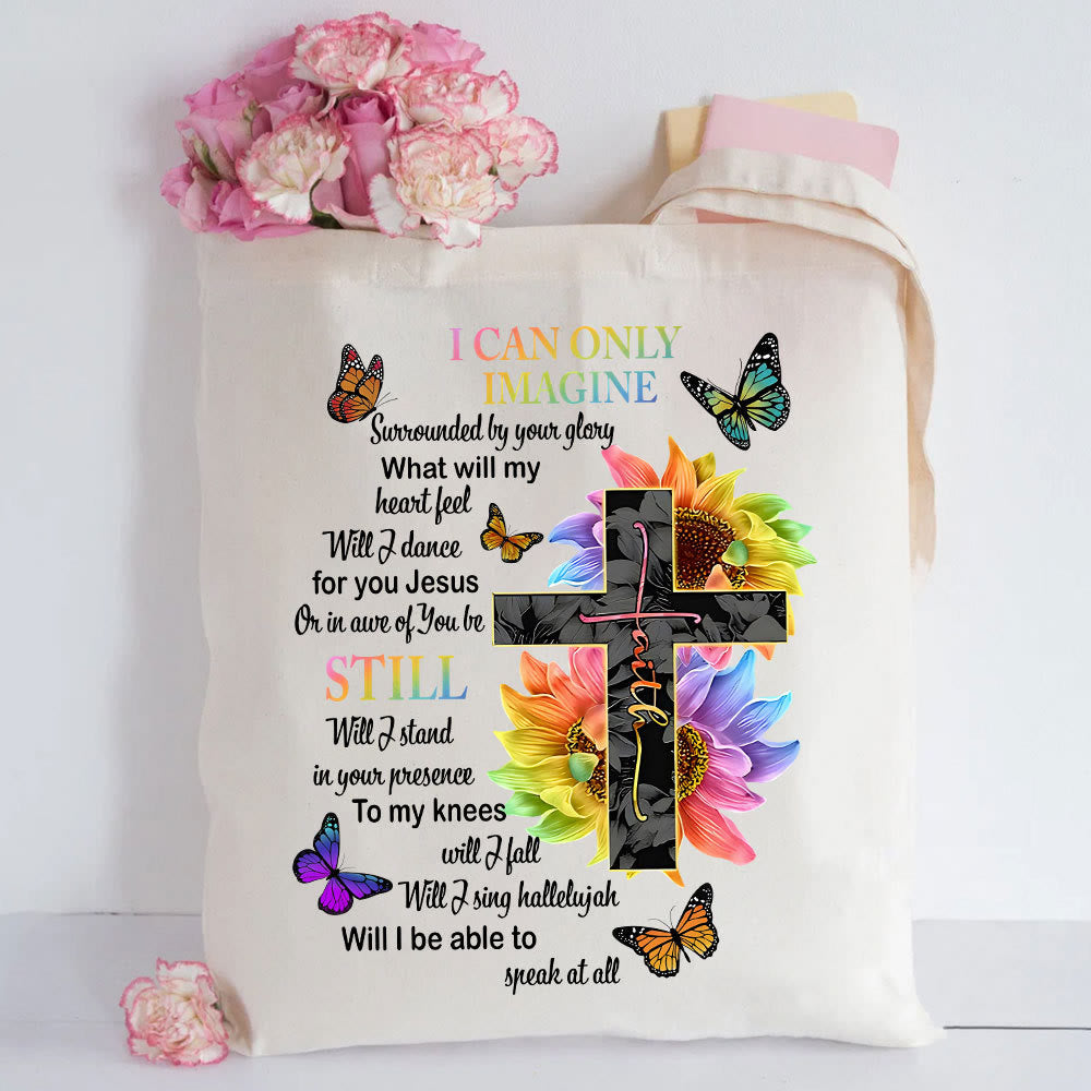 Christianartworkshop I Can Only Imagine Christian Lyric Canvas Tote Bag - Beige - image 1