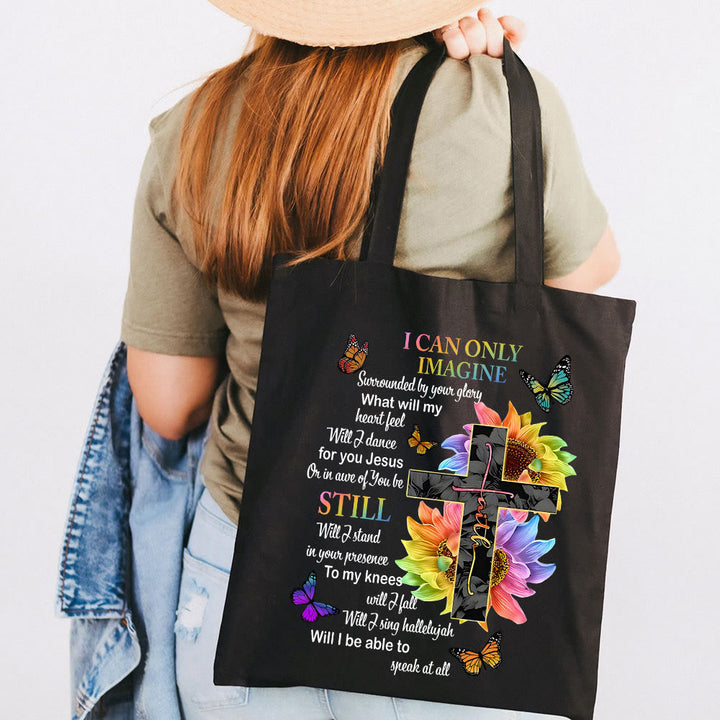 Christianartworkshop I Can Only Imagine Christian Lyric Canvas Tote Bag - image 5