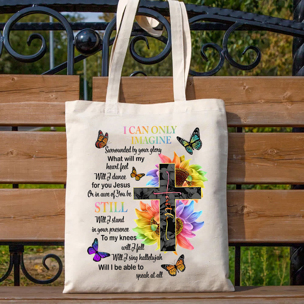 Christianartworkshop I Can Only Imagine Christian Lyric Canvas Tote Bag - image 2