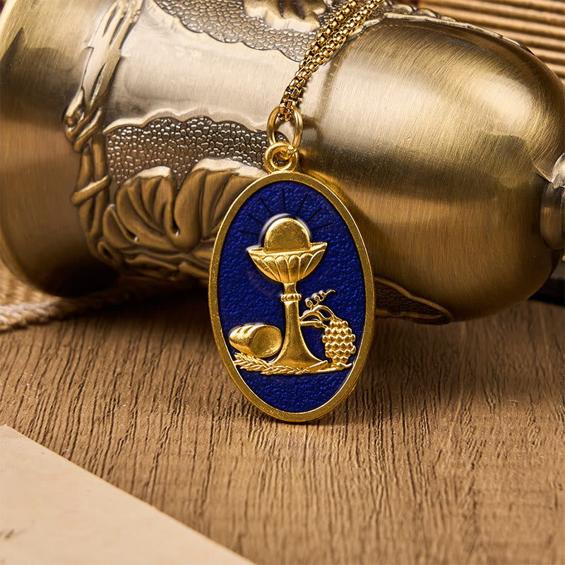 Christianartworkshop Red & Blue Eucharistic Chalice Necklace - Keep Your Faith Close - Blue - image 5