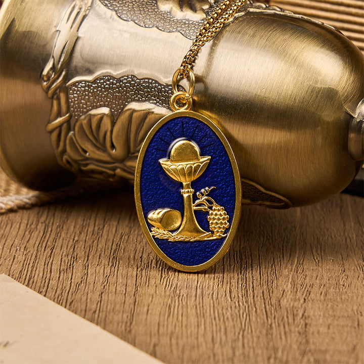 Christianartworkshop Red & Blue Eucharistic Chalice Necklace - Keep Your Faith Close - Blue - image 5