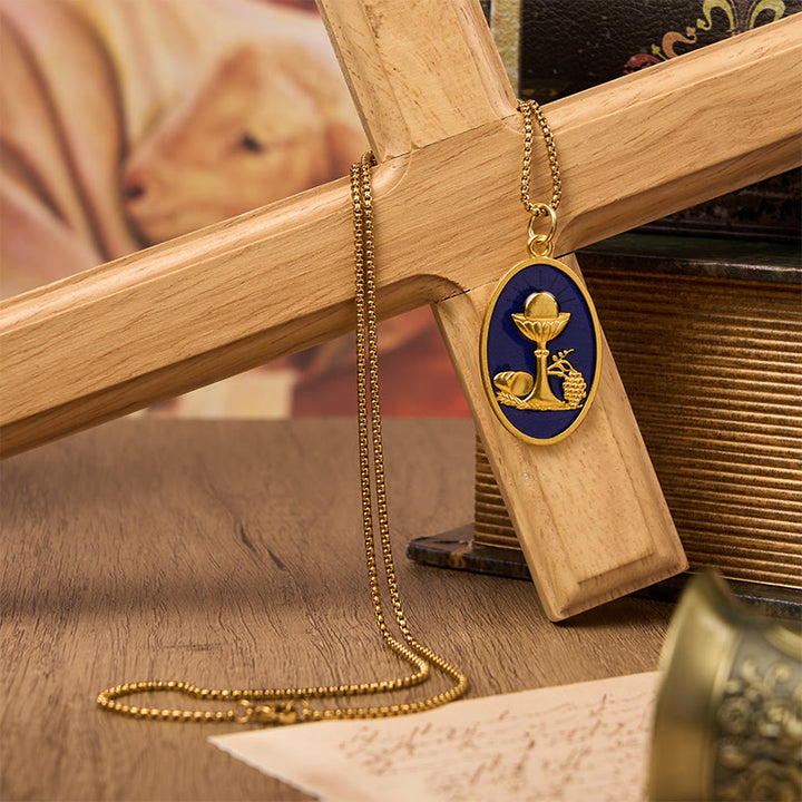 Christianartworkshop Red & Blue Eucharistic Chalice Necklace - Keep Your Faith Close - image 11