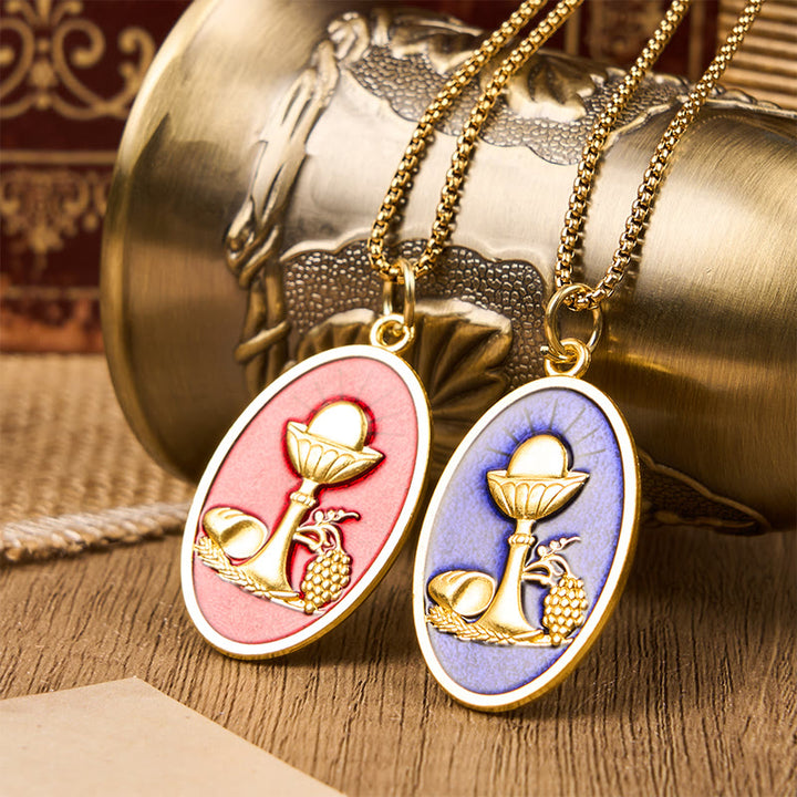 Christianartworkshop Red & Blue Eucharistic Chalice Necklace - Keep Your Faith Close - image 3