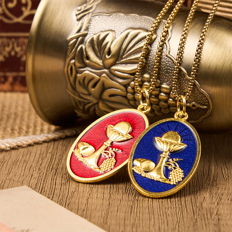 Christianartworkshop Red & Blue Eucharistic Chalice Necklace - Keep Your Faith Close - Red - image 1