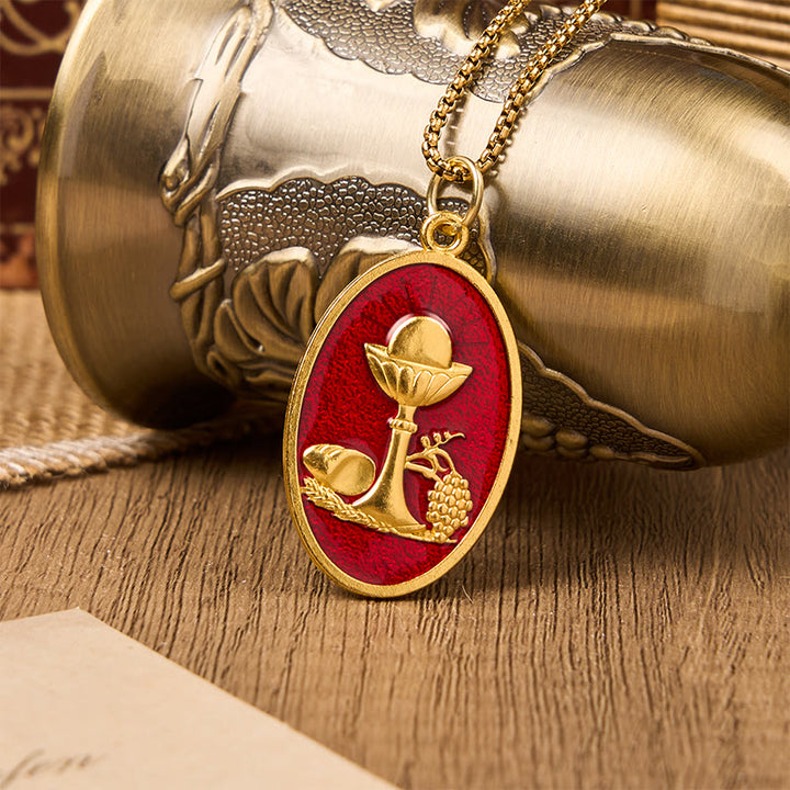 Christianartworkshop Red & Blue Eucharistic Chalice Necklace - Keep Your Faith Close - image 4
