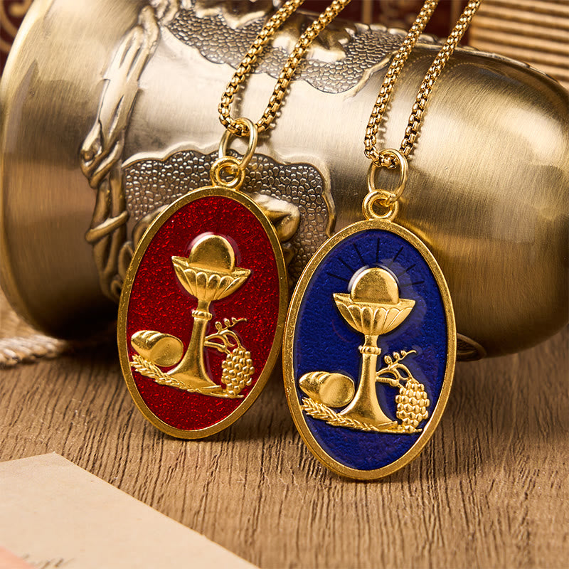 Christianartworkshop Red & Blue Eucharistic Chalice Necklace - Keep Your Faith Close - image 2