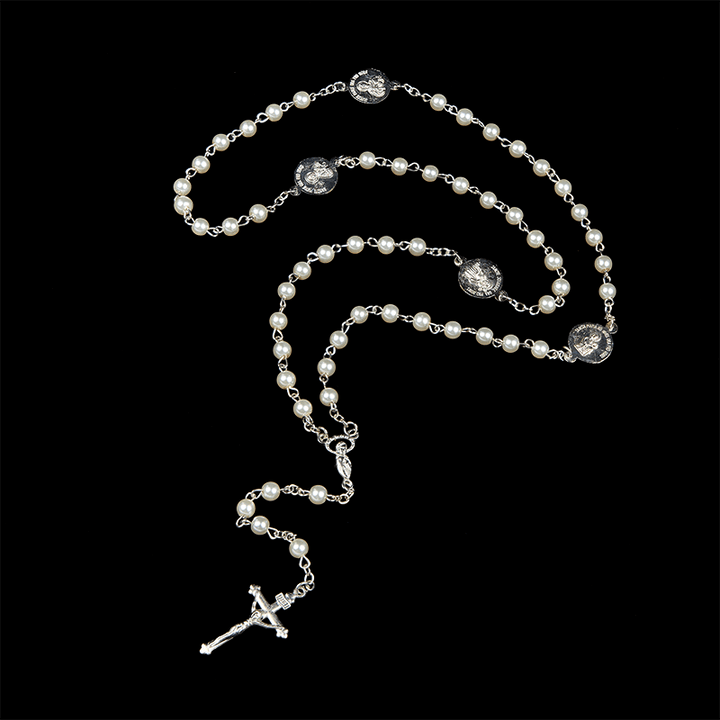 Christianartworkshop Crucifix & Our Lady of 8mm Pearl Prayer Beads Rosary (3 Colors) - image 15