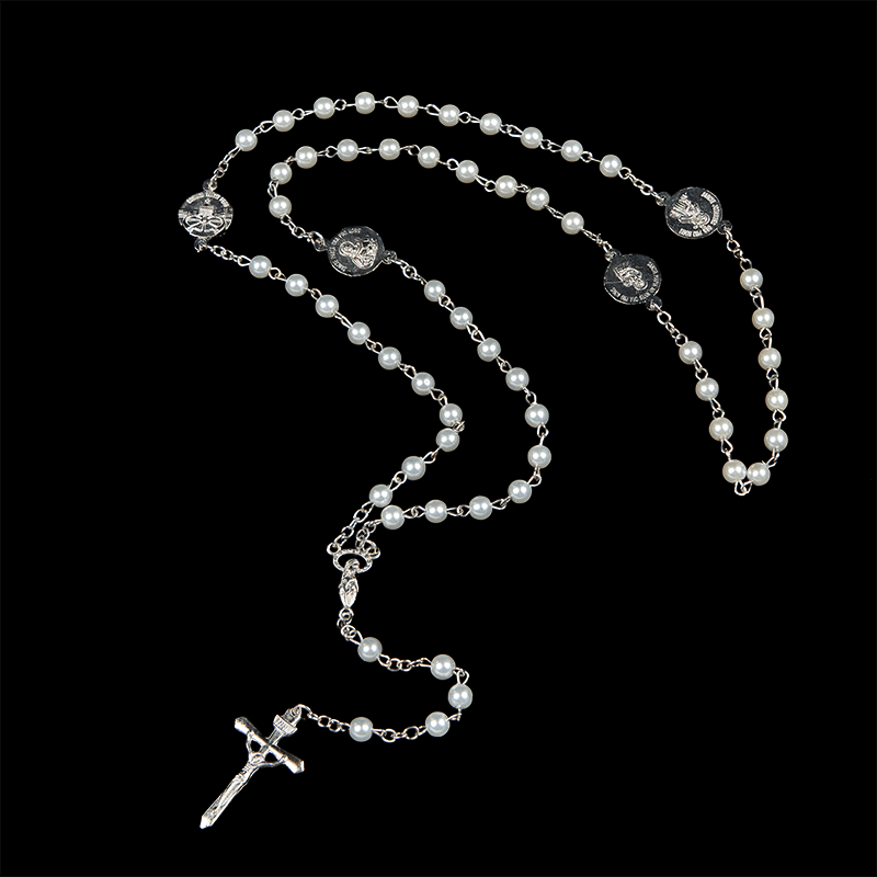 Christianartworkshop Crucifix & Our Lady of 8mm Pearl Prayer Beads Rosary (3 Colors) - image 16