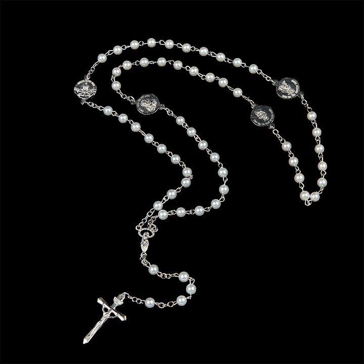 Christianartworkshop Crucifix & Our Lady of 8mm Pearl Prayer Beads Rosary (3 Colors) - image 16