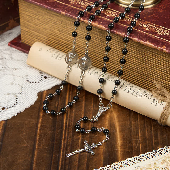 Christianartworkshop Crucifix & Our Lady of 8mm Pearl Prayer Beads Rosary (3 Colors) - image 13